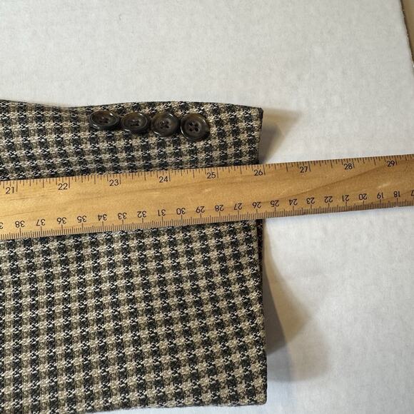 Vintage 80s–90s Oscar de la Renta Men’s Wool Brown Houndstooth Blazer 42L - Picture 11 of 13